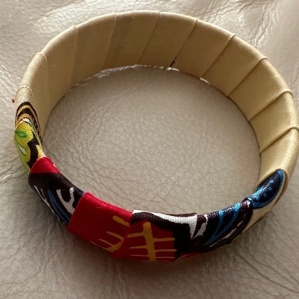Vibrant Multicolor Fabric-Wrapped Bangle Bracelet